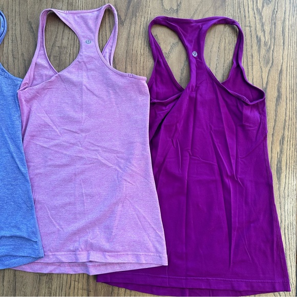 Lululemon Tank Bundle of Three Pink Purple Workout Tops Athletic Approx Sz 4 - 6 - Picture 5 of 7